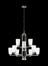  3128909-962 - Franport transitional 9-light indoor dimmable ceiling chandelier pendant light in brushed nickel sil