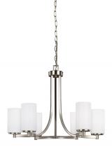  3139106-962 - Hettinger transitional 6-light indoor dimmable ceiling chandelier pendant light in brushed nickel si