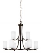 3139109-710 - Hettinger transitional 9-light indoor dimmable ceiling chandelier pendant light in bronze finish wit