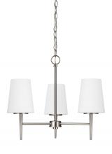  3140403-962 - Driscoll contemporary 3-light indoor dimmable ceiling chandelier pendant light in brushed nickel sil