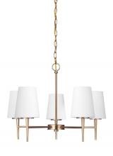  3140405-848 - Driscoll contemporary 5-light indoor dimmable ceiling chandelier pendant light in satin brass gold f