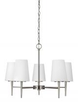  3140405-962 - Driscoll contemporary 5-light indoor dimmable ceiling chandelier pendant light in brushed nickel sil
