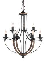  3280409-846 - Corbeille traditional 9-light indoor dimmable ceiling chandelier pendant light in stardust weathered