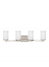  4439104-962 - Hettinger transitional 4-light indoor dimmable bath vanity wall sconce in brushed nickel silver fini