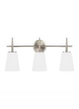  4440403-962 - Driscoll contemporary 3-light indoor dimmable bath vanity wall sconce in brushed nickel silver finis