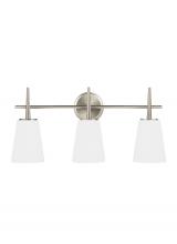  4440403EN3-962 - Driscoll contemporary 3-light LED indoor dimmable bath vanity wall sconce in brushed nickel silver f