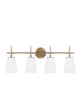  4440404-848 - Driscoll contemporary 4-light indoor dimmable bath vanity wall sconce in satin brass gold finish wit