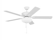  5LD52RZWD - Linden 52'' traditional dimmable LED indoor matte white ceiling fan with light kit and rever