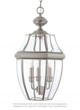  6039-965 - Lancaster traditional 3-light outdoor exterior pendant in antique brushed nickel silver finish with