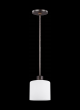  6128801-710 - Canfield modern 1-light indoor dimmable ceiling hanging single pendant light in bronze finish with e