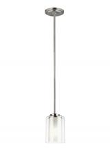  6137301-962 - Elmwood Park traditional 1-light indoor dimmable ceiling hanging single pendant light in brushed nic