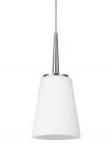  6140401-962 - Driscoll contemporary 1-light indoor dimmable ceiling hanging single pendant light in brushed nickel