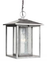  62027-57 - Hunnington contemporary 1-light outdoor exterior pendant in weathered pewter grey finish with clear