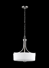  6528803-962 - Canfield modern 3-light indoor dimmable ceiling pendant hanging chandelier pendant light in brushed
