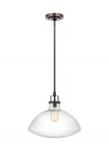  6614501-710 - Belton transitional 1-light indoor dimmable ceiling hanging single pendant light in bronze finish wi