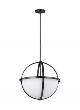  6624603EN3-112 - Alturas indoor dimmable LED 3-light pendant in a midnight black finish and etched white glass shades