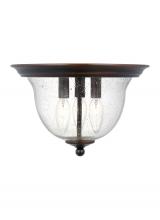  7514503-710 - Belton transitional 3-light indoor dimmable ceiling flush mount in bronze finish with clear seeded g