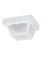  7567-15 - Outdoor Ceiling traditional 1-light outdoor exterior ceiling flush mount in white finish with clear