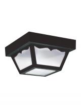  7567-32 - Outdoor Ceiling traditional 1-light outdoor exterior ceiling flush mount in black finish with clear