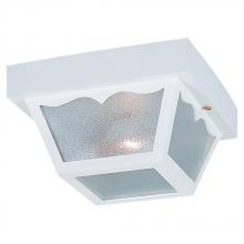  7569-15 - Outdoor Ceiling traditional 2-light outdoor exterior ceiling flush mount in white finish with clear