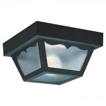  7569-32 - Outdoor Ceiling traditional 2-light outdoor exterior ceiling flush mount in black finish with clear