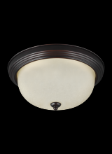  77063-710 - Geary transitional 1-light indoor dimmable ceiling flush mount fixture in bronze finish with amber s