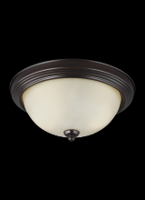  77064-710 - Geary transitional 2-light indoor dimmable ceiling flush mount fixture in bronze finish with amber s