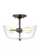  7714502-710 - Belton transitional 2-light indoor dimmable ceiling semi-flush mount in bronze finish with clear see