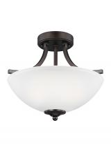  7716502-710 - Geary transitional 2-light indoor dimmable ceiling flush mount fixture in bronze finish with satin e
