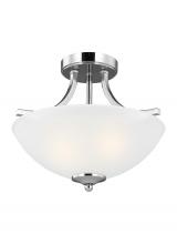  7716502EN3-05 - Geary traditional indoor dimmable LED small 2-light chrome finish semi-flush convertible pendant wit