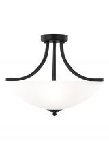  7716503-112 - Geary transitional 3-light indoor dimmable ceiling flush mount fixture in midnight black finish with