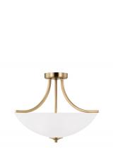  7716503-848 - Geary traditional indoor dimmable medium 3-light semi-flush convertible pendant in satin brass finis