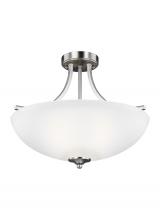  7716503-962 - Geary transitional 3-light indoor dimmable ceiling flush mount fixture in brushed nickel silver fini
