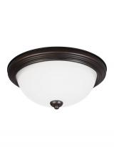  77264-710 - Geary transitional 2-light indoor dimmable ceiling flush mount fixture in bronze finish with satin e