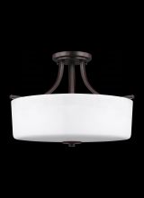  7728803-710 - Canfield modern 3-light indoor dimmable ceiling semi-flush mount in bronze finish with etched white