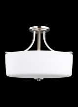  7728803-962 - Canfield modern 3-light indoor dimmable ceiling semi-flush mount in brushed nickel silver finish wit