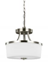  7739102-962 - Hettinger transitional 2-light indoor dimmable ceiling flush mount in brushed nickel silver finish w