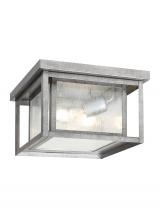  78027-57 - Hunnington contemporary 2-light outdoor exterior ceiling flush mount in weathered pewter grey finish