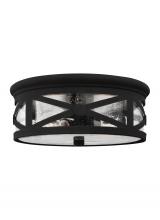 7821402-12 - Outdoor Ceiling traditional 2-light outdoor exterior ceiling flush mount in black finish with clear