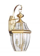  8039-02 - Lancaster traditional 2-light outdoor exterior wall lantern sconce in polished brass gold finish wit