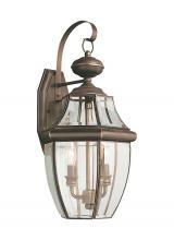  8039-71 - Lancaster traditional 2-light outdoor exterior wall lantern sconce in antique bronze finish with cle