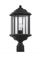  82029-12 - Kent traditional 1-light outdoor exterior post lantern in black finish with clear beveled glass pane
