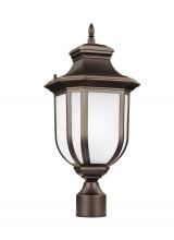  8236301-71 - Childress traditional 1-light outdoor exterior post lantern in antique bronze finish with satin etch