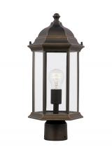  8238601-71 - Sevier traditional 1-light outdoor exterior medium post lantern in antique bronze finish with clear