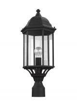  8238701-12 - Sevier traditional 1-light outdoor exterior large post lantern in black finish with clear glass pane