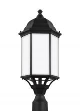  8238751-12 - Sevier traditional 1-light outdoor exterior large post lantern in black finish with satin etched gla