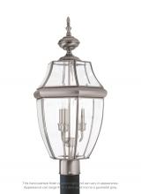  8239-965 - Lancaster traditional 3-light outdoor exterior post lantern in antique brushed nickel silver finish