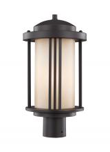  8247901-71 - Crowell contemporary 1-light outdoor exterior post lantern in antique bronze finish with creme parch