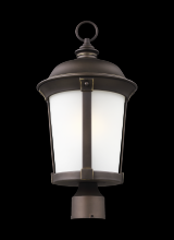  8250701-71 - Calder traditional 1-light outdoor exterior post lantern in antique bronze finish with satin etched