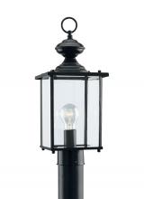  8257-12 - Jamestowne transitional 1-light outdoor exterior post lantern in black finish with clear beveled gla